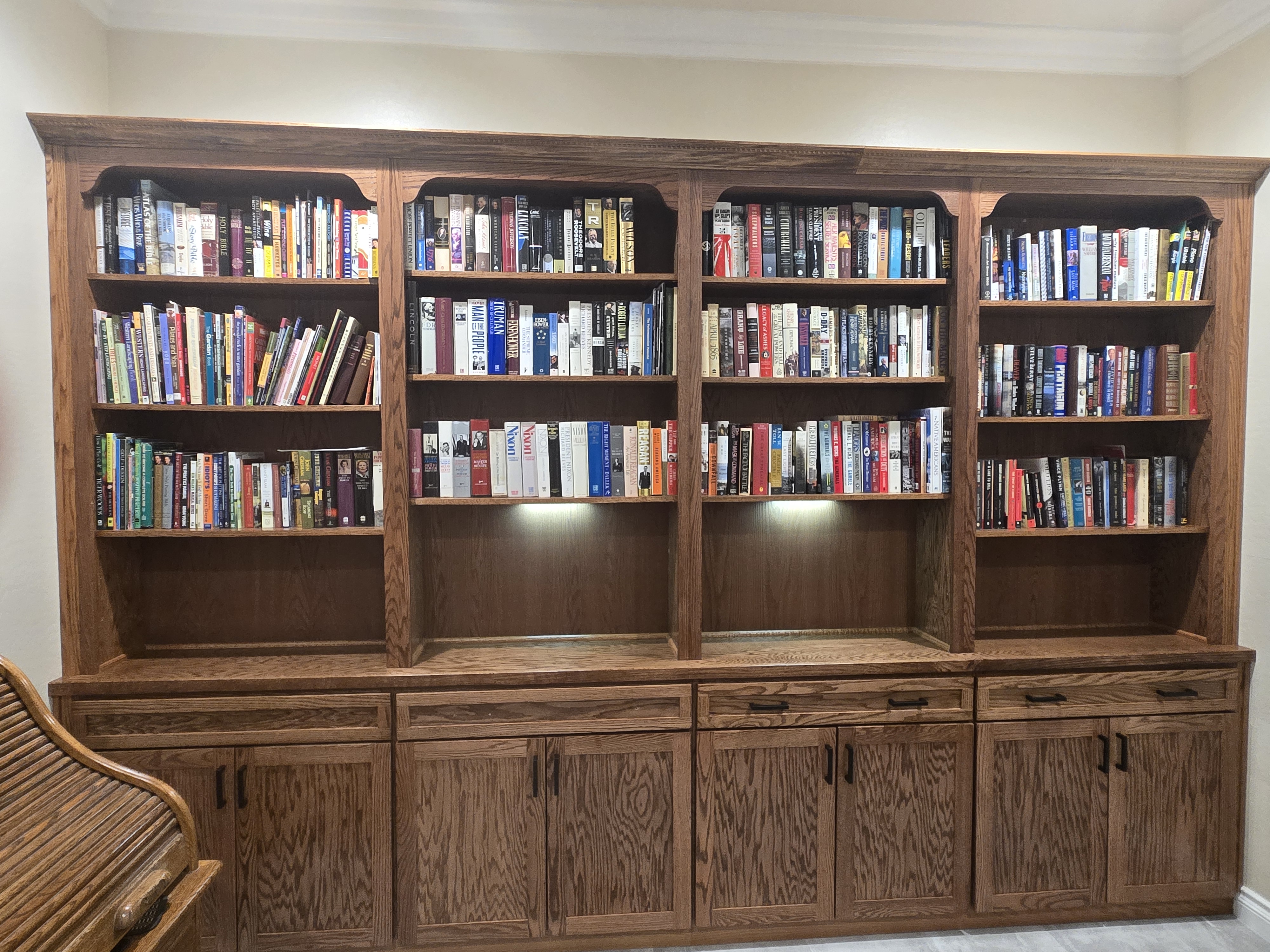 9ft oak library wall